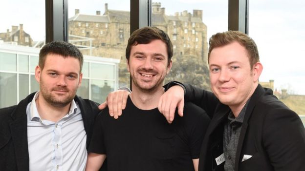 Cally Russell (R) with Lost Stock co-founders Callum Stuart and Jamie Sutherland