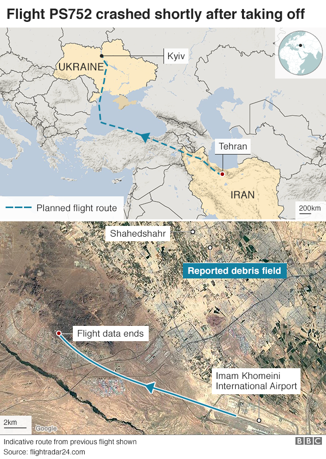 Map of Ukraine crash site