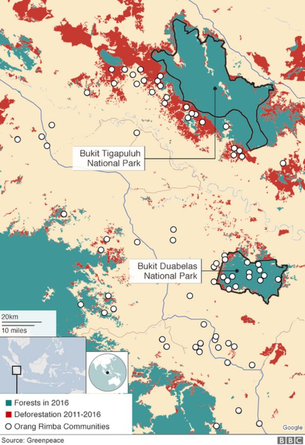 Map of deforestation areas