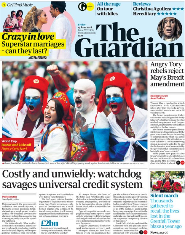 Guardian front page