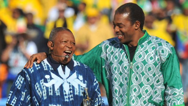 Hugh Masekela with Femi Kuti