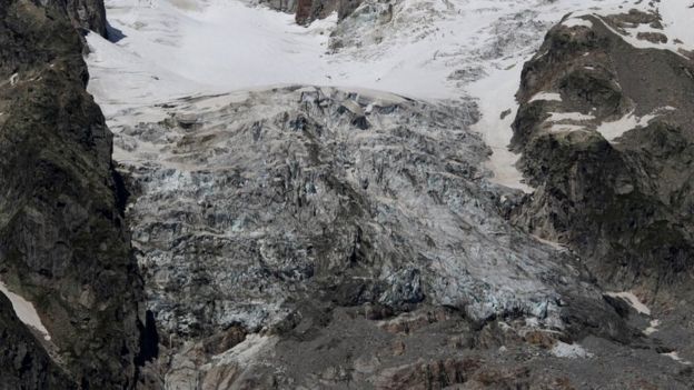 The bottom section of glacier is at risk of collapse (pic: Fondazione Montagna Sicura via Reuters) 