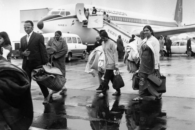 Wahindi waliokuwa wakiishi nchini Uganda walilazimika kuondoka mnamo mwaka 1972