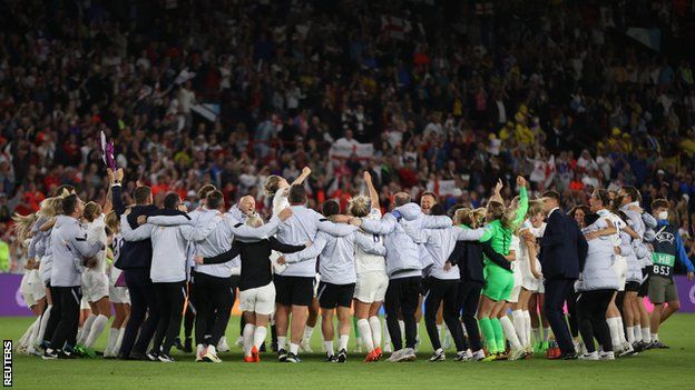 England celebrate on the pitch