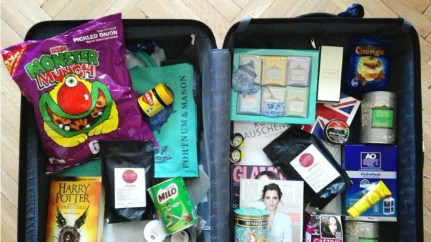 A suitcase full of products