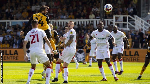Aaron Wildig thought he had given Newport County an early lead but the goal was disallowed