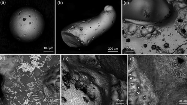 Partículas de Hiroshima observadas com microscópios eletrônicos
