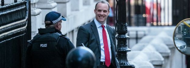 Brexit Secretary Dominic Raab leaves the Department for Exiting the European Union on October 22, 2018 in London