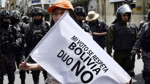 Protesta contra la reelección de Evo Morales