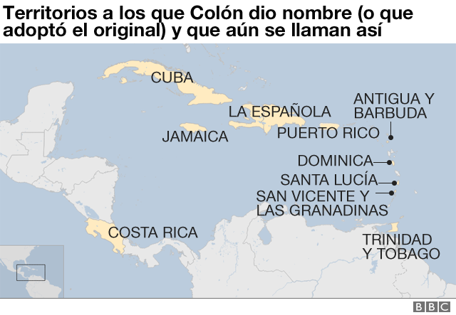 Territorios que Colón nombró.