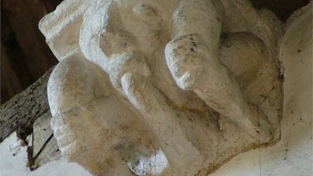 Carving at Avening Church, Gloucestershire