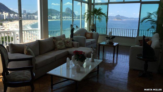 The lounge and seaview at Marta Miller's guesthouse