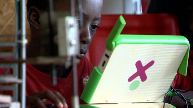 Boy using a computer