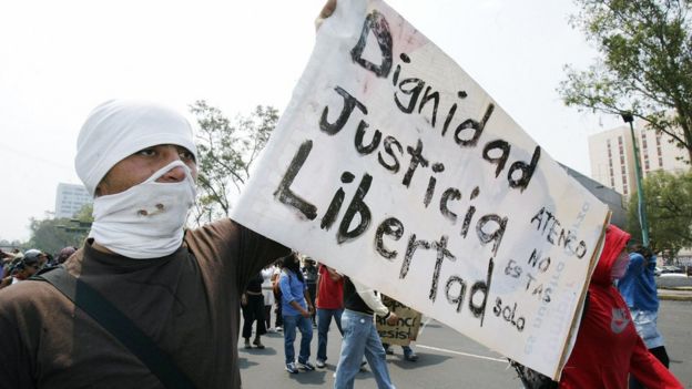 Militante protestando no México