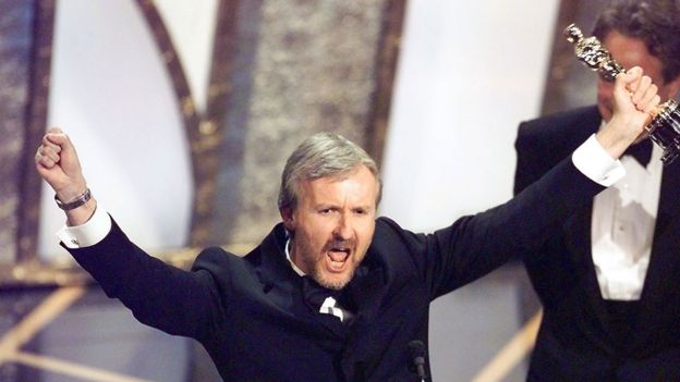 James Cameron winning for Titanic at the Oscars