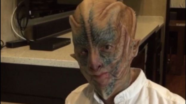 Jeff Bezos dressed as an alien for Star Trek