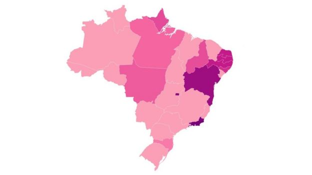 Mapa do Brasil mostrando os Estados em que houve descarte de medicamentos