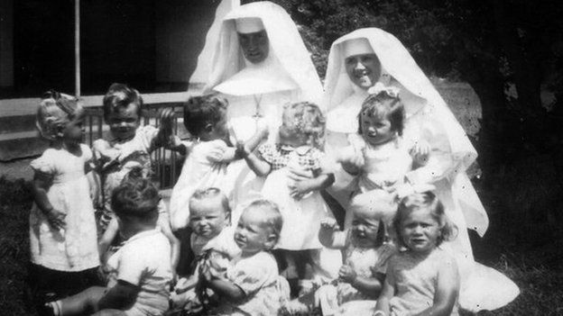 Nuns and children at Bessborough House in Cork (image courtesy of Mari Steed)