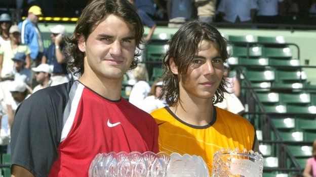 Roger Federer y Rafael Nadal en Miami 2005