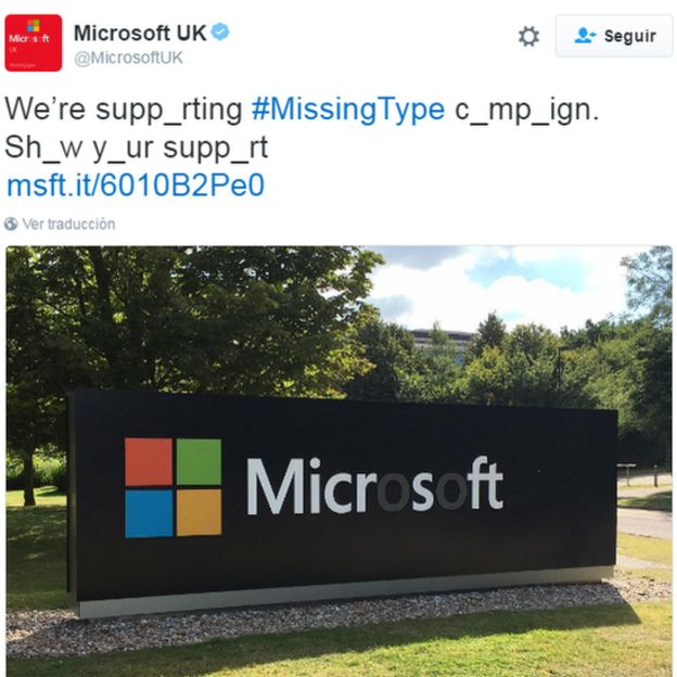 Microsoft eliminó las letras o de sus letrero.