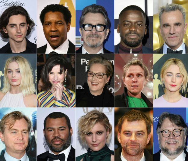 Las luchas por el Oscar a mejor actor (fila superior), mejor actriz y mejor director suelen ser las más destacadas, junto con la de mejor película. Foto: AFP