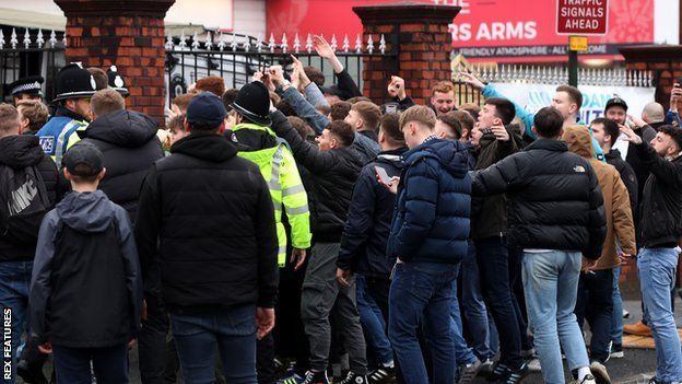There was disorder involving both sets of fans at Aggborough before Saturday's cup-tie