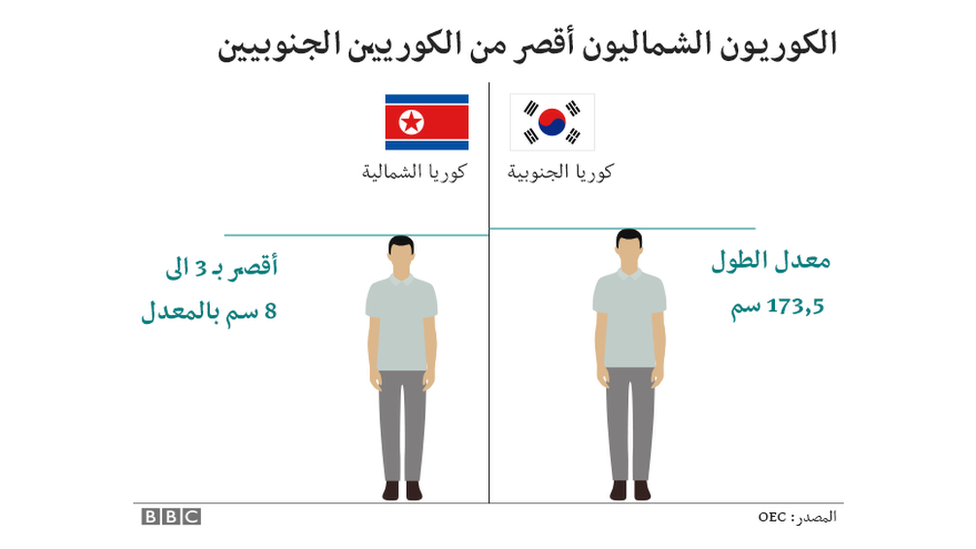 ستة رسوم بيانية قد تجيب على أسئلتك حول كوريا الشمالية _98017179_n_s_korea_men_height_arabic-nc