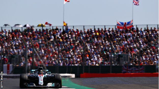 Lewis Hamilton in action during the British Grand Prix