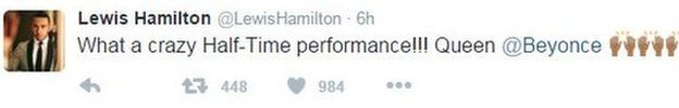 Lewis Hamilton is impressed with Beyonce