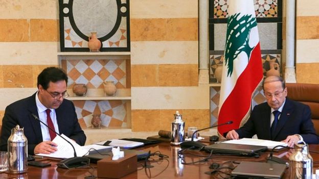 اولین دیدار حسن دیاب در مقام نخست‌وزیر با مشیل عون در کاخ ریاست جمهوری