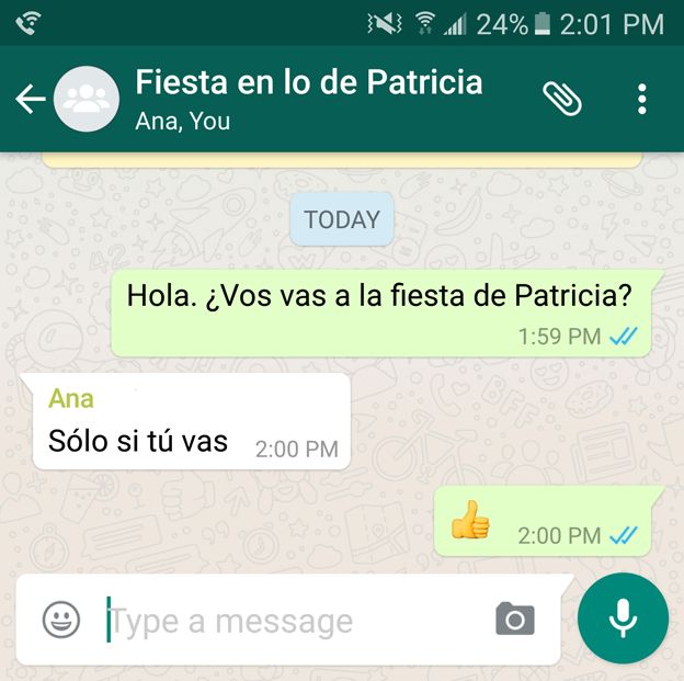 Conversación en Whatsapp.