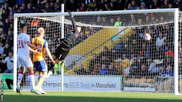 Walsall keeper Owen Evans was left helpless by Will Swan's late header
