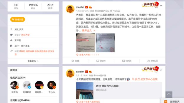 Dr Li's post on Weibo