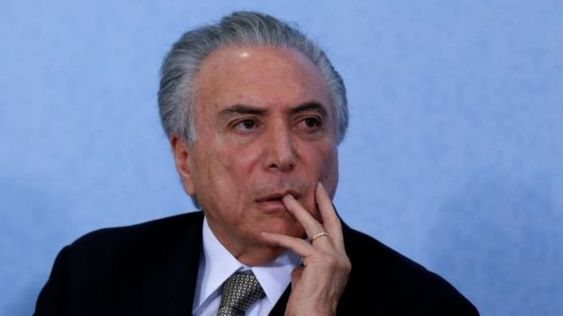 Brazil's interim President Michel Temer looks on during the Paralympics Flame torch relay launching ceremony at Planalto Palace in Brasilia, Brazil, August 25, 2016.