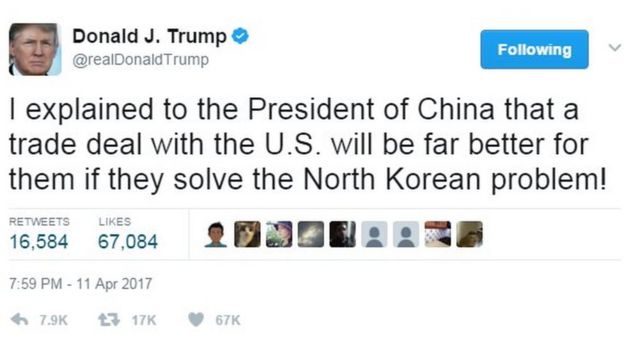 Screenshot of Donald Trump tweet saying: