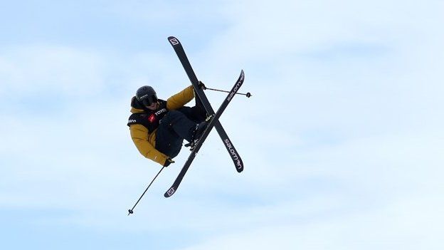 Britain's James Woods in action in big air