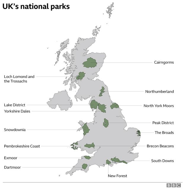 map of UK national parks