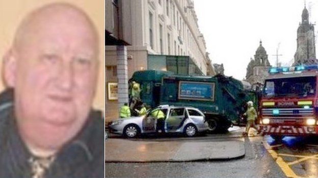 Harry Clarke and crashed bin lorry