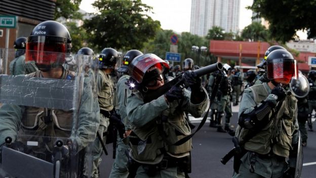 Riot police moved in as the unrest worsened at the New Town Plaza shopping centre