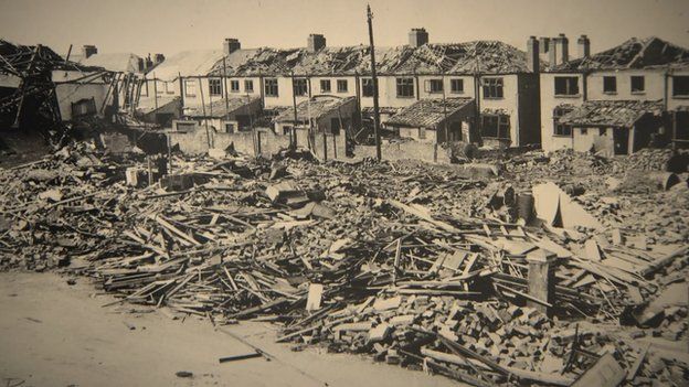 St Agnes Road, Cardiff, in the aftermath of the Blitzkrieg