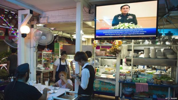 Giant TV screen in Thai restaurant