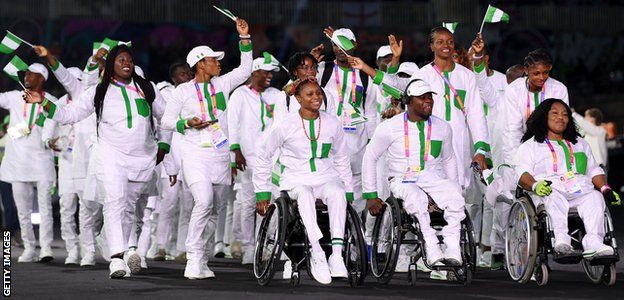 Nigeria's team at the Commonwealth Games opening ceremony on Thursday