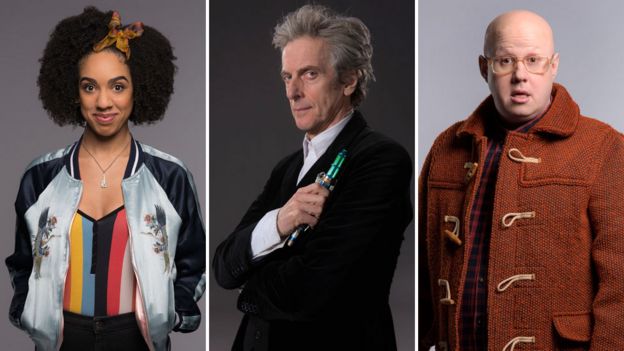 Pearl Mackie, Peter Capaldi and Matt Lucas