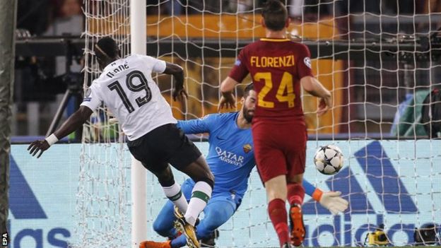 Sadio Mane scores for Liverpool against Roma