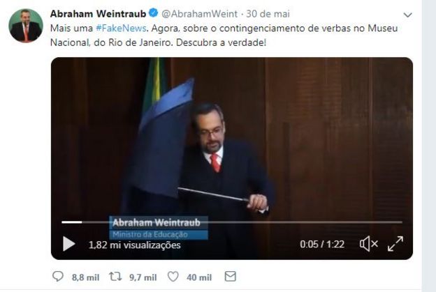 vídeo de Abraham Weintraub no Twitter