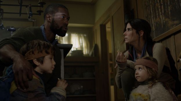 L-R: Julian Edwards, Trevante Rhodes, Sandra Bullock, Vivien Lyra Blair