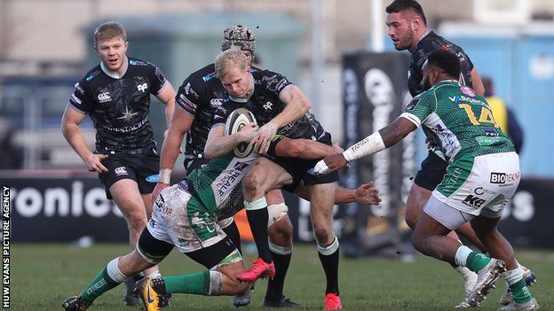 Ospreys' Mat Protheroe tries to make ground
