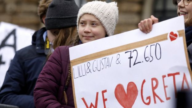 16-year-old Swedish environmental activist Greta Thunberg in Hamburg on 1 March 2019