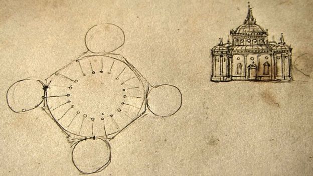 Diseños de Da Vinci de catedral