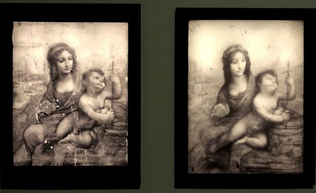 Different iterations of Leonardo's The virgin has the child show layers within the drawings as the artist makes progress